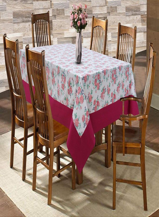 AIRWILL Cotton Floral Pattern 6 Seater Table Cloth Pack of 1 pc (Pink) - Image 1